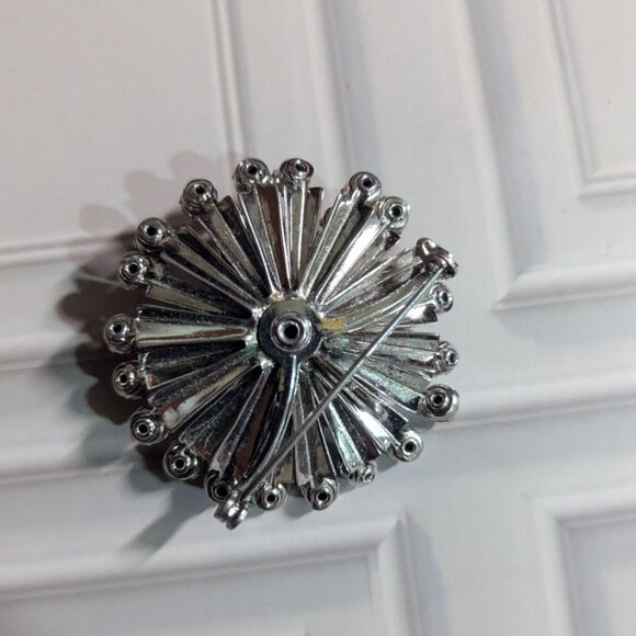 Crystal Rhinestone Starburst Brooch Pin Vintage Costume Jewelry Estate - Picture 4 of 6